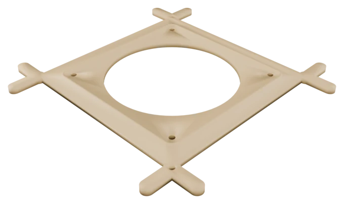 Render of the v1 bolt-on fan-tub adapter
