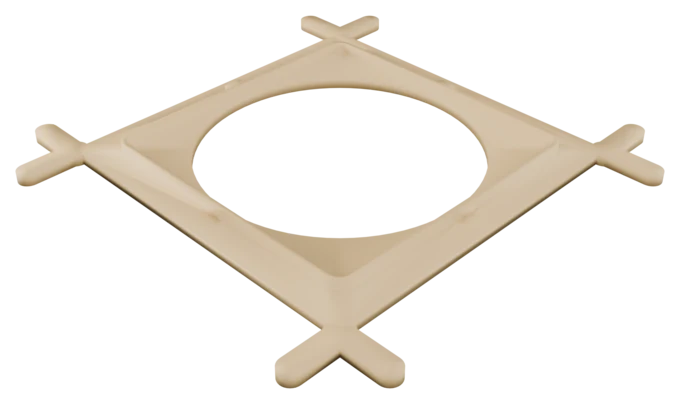 Render of the v2 two-part snap-fit fan-tub adapter base