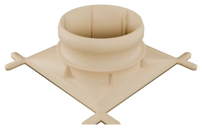 Render of the humidity-output V2 duct mount with lead-in taper and foam seal zone