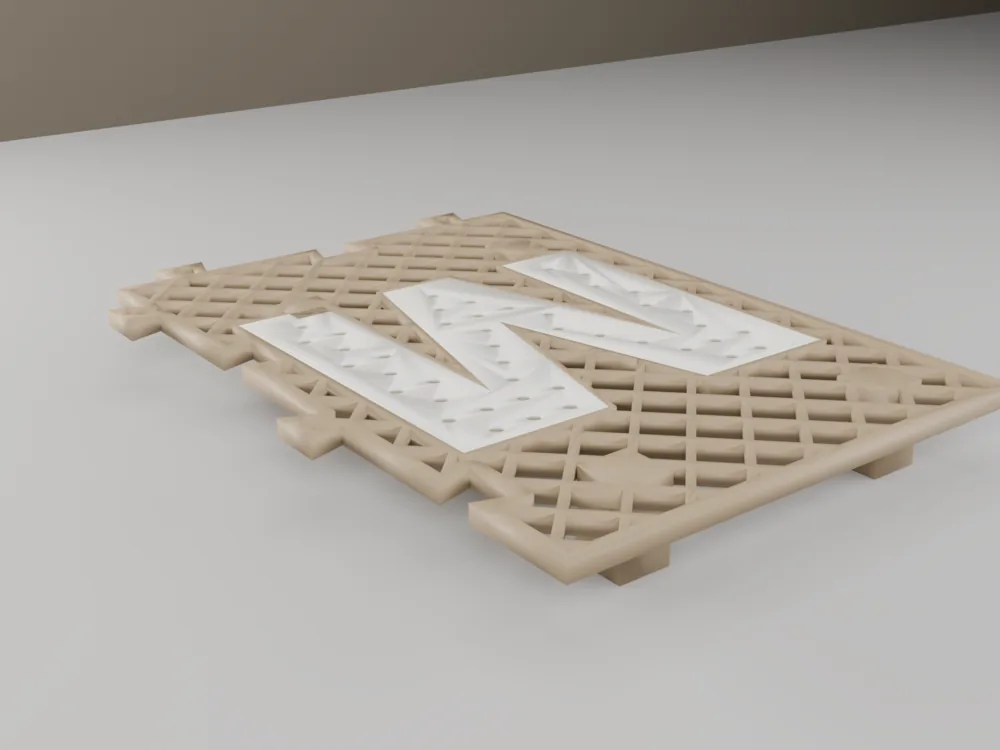 A single quadrant at an angle, showing the stand-off legs beneath the mesh that raise it off the mailbox floor
